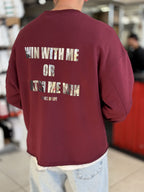 Burgundy Sweatshirt with Shiny Win Lettering ES-206