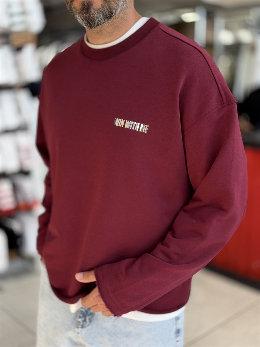 Burgundy Sweatshirt with Shiny Win Lettering ES-206