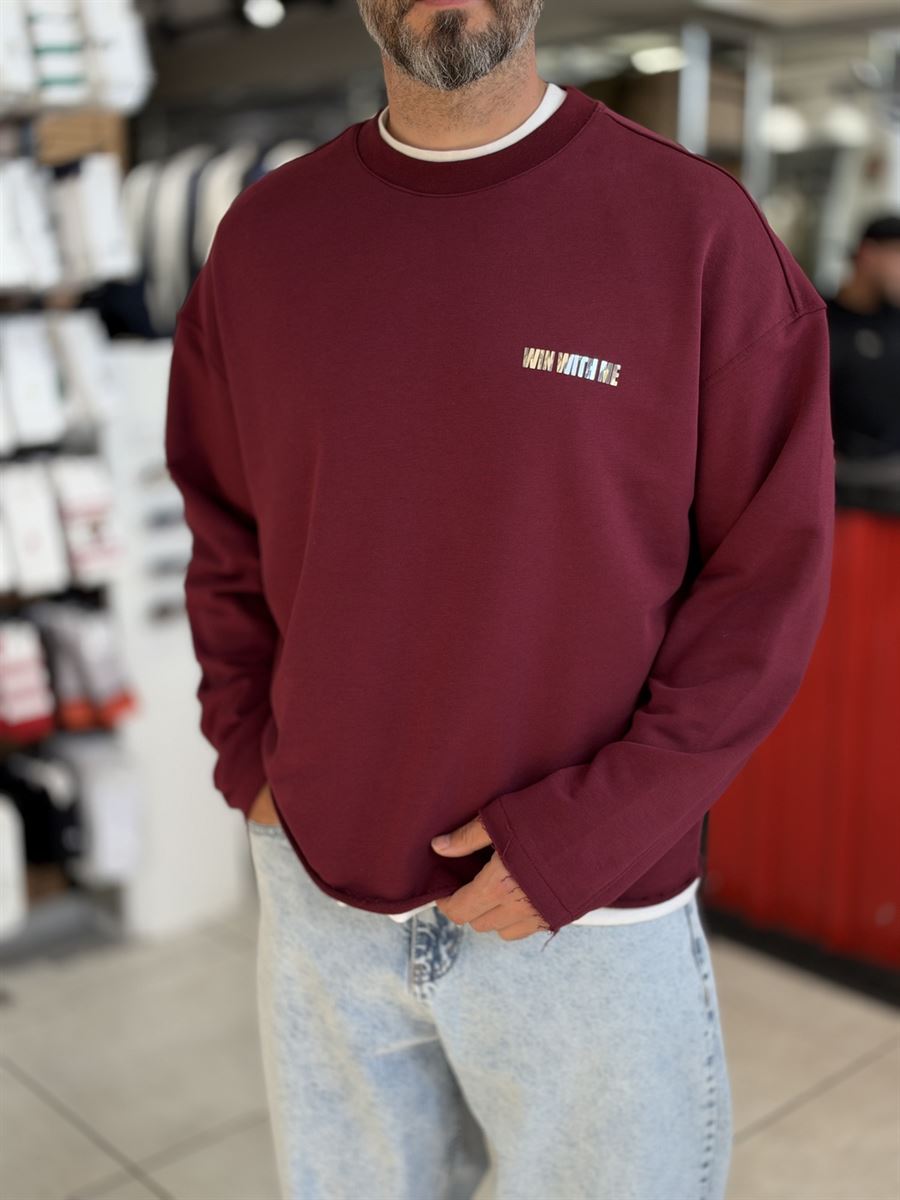 Burgundy Sweatshirt with Shiny Win Lettering ES-206