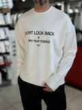 White Sweatshirt with Cut-Off Sleeve Look Print ES-204