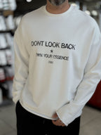 White Sweatshirt with Cut-Off Sleeve Look Print ES-204