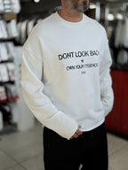 White Sweatshirt with Cut-Off Sleeve Look Print ES-204