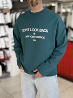 Green Sweatshirt with Cut-Off Sleeve Look Print ES-204