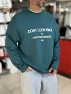 Green Sweatshirt with Cut-Off Sleeve Look Print ES-204