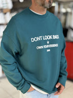 Green Sweatshirt with Cut-Off Sleeve Look Print ES-204