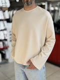 Beige Lightweight Basic Oversized Sweatshirt ES-182