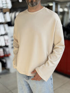Beige Lightweight Basic Oversized Sweatshirt ES-182