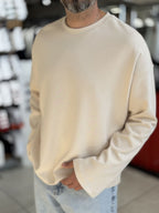 Beige Lightweight Basic Oversized Sweatshirt ES-182