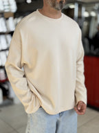 Beige Lightweight Basic Oversized Sweatshirt ES-182