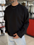 Black Lightweight Basic Oversized Sweatshirt ES-182