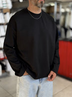 Black Lightweight Basic Oversized Sweatshirt ES-182