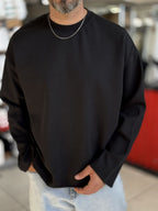 Black Lightweight Basic Oversized Sweatshirt ES-182