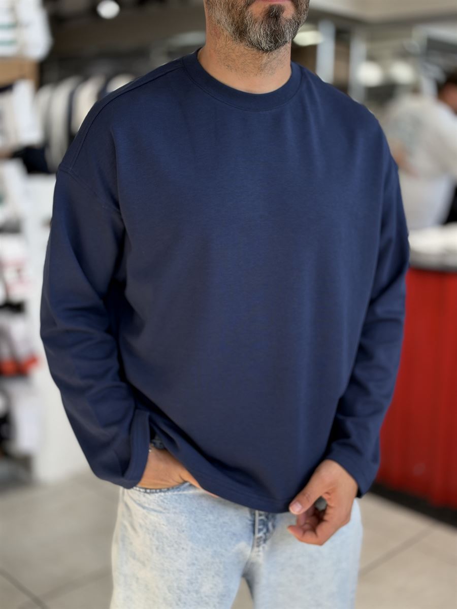 Navy Blue Lightweight Basic Oversized Sweatshirt ES-182