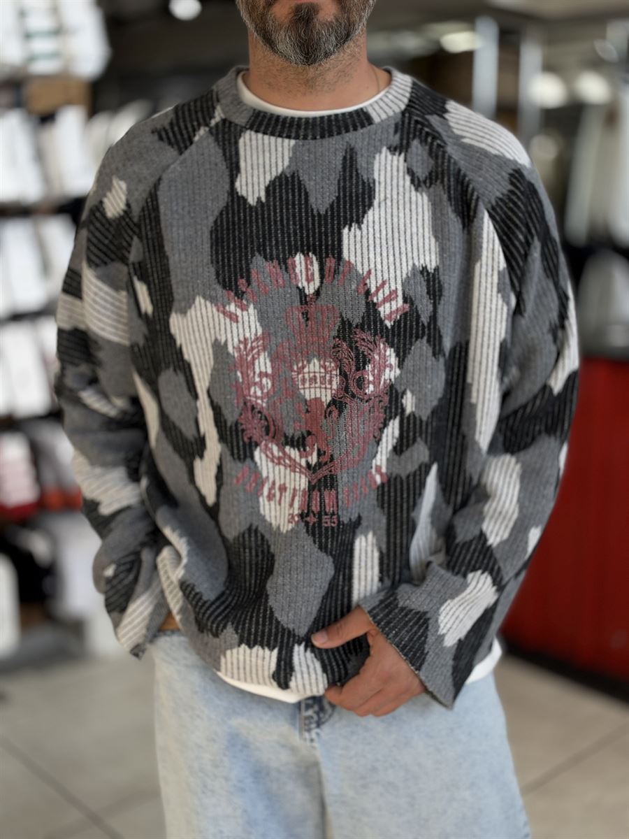 Black Oversized Sweatshirt with Panel Design ES-197