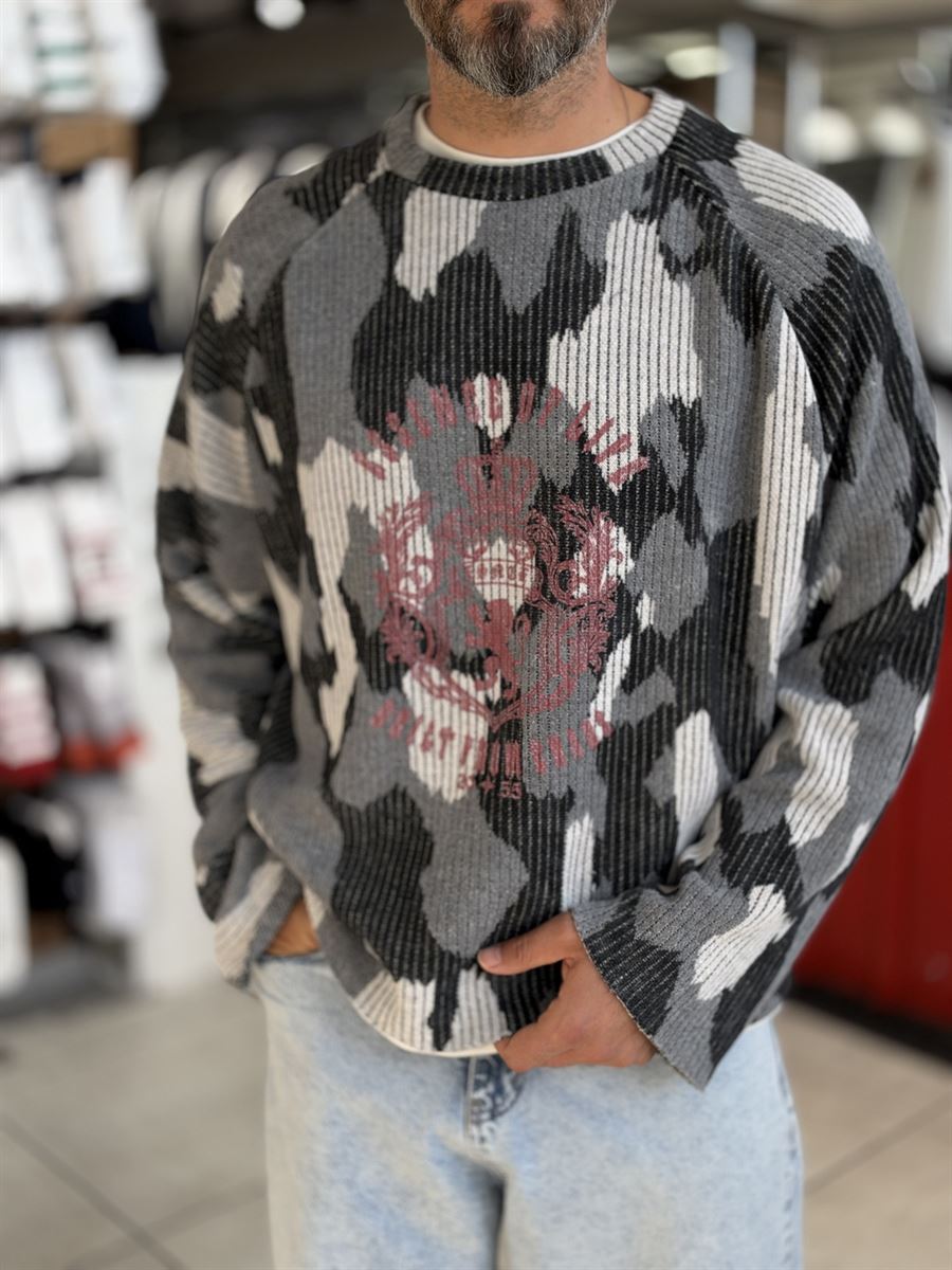 Black Oversized Sweatshirt with Panel Design ES-197