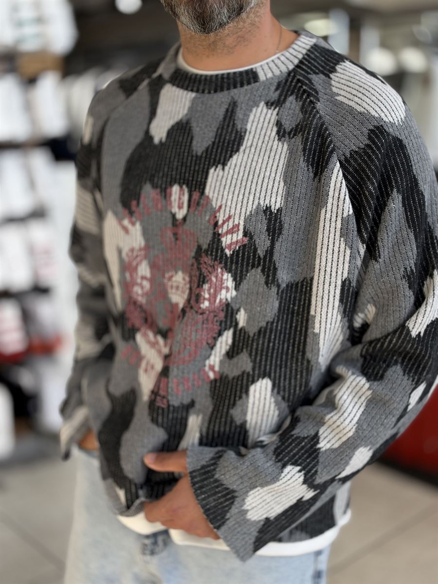 Black Oversized Sweatshirt with Panel Design ES-197