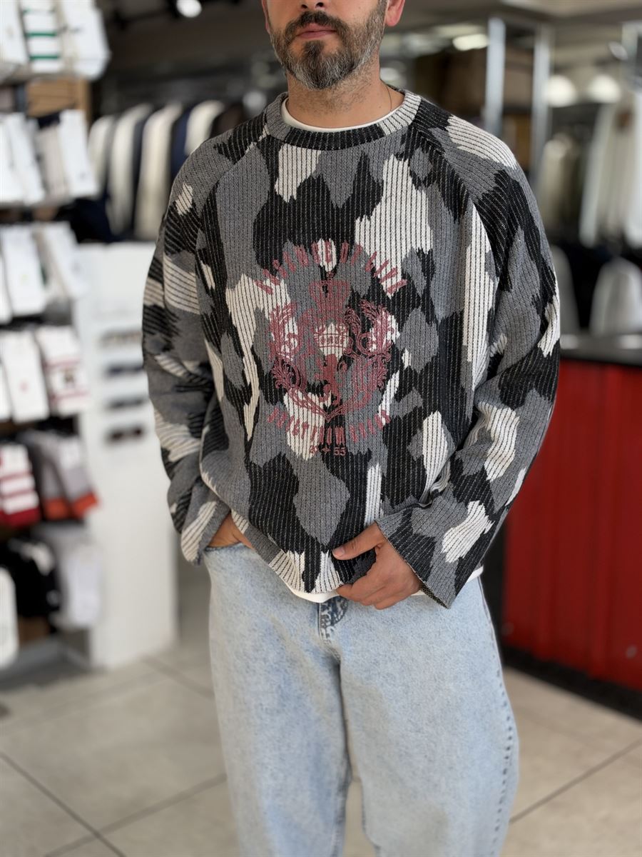 Black Oversized Sweatshirt with Panel Design ES-197