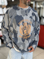 Navy Blue Oversized Sweatshirt with Panel Design ES-197