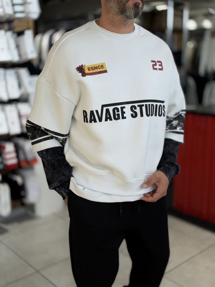 White Washed Sweatshirt with Ravage Print ES-188