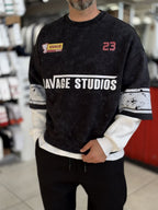 Black Washed Sweatshirt with Ravage Print ES-188