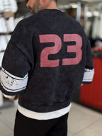 Black Washed Sweatshirt with Ravage Print ES-188