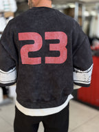 Black Washed Sweatshirt with Ravage Print ES-188