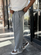 Grey Washed Baggy Joggers with Seam Details WE-5142