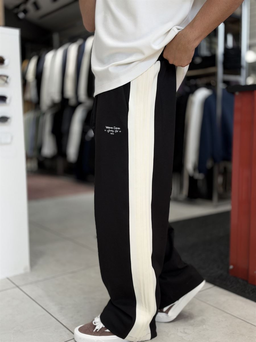 Black Baggy Joggers with Side Panel Stripes WE-5138