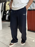 Navy Blue Baggy Joggers with Side Panel Stripes WE-5138