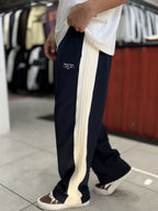 Navy Blue Baggy Joggers with Side Panel Stripes WE-5138