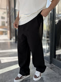 Black Baggy Joggers with Angled Stitching WE-5139