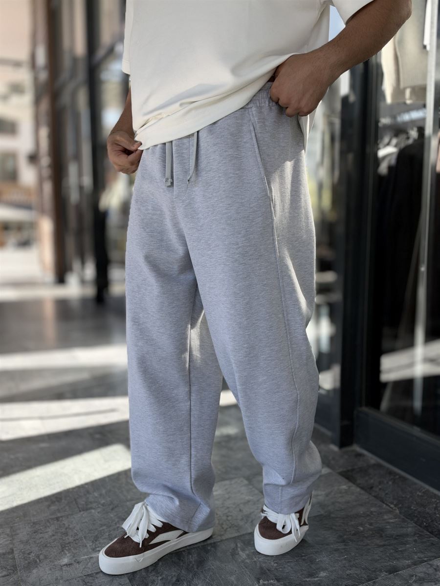 Light Grey Baggy Joggers with Angled Stitching WE-5139