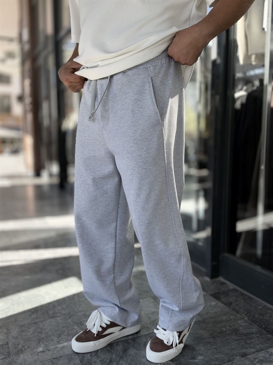 Light Grey Baggy Joggers with Angled Stitching WE-5139