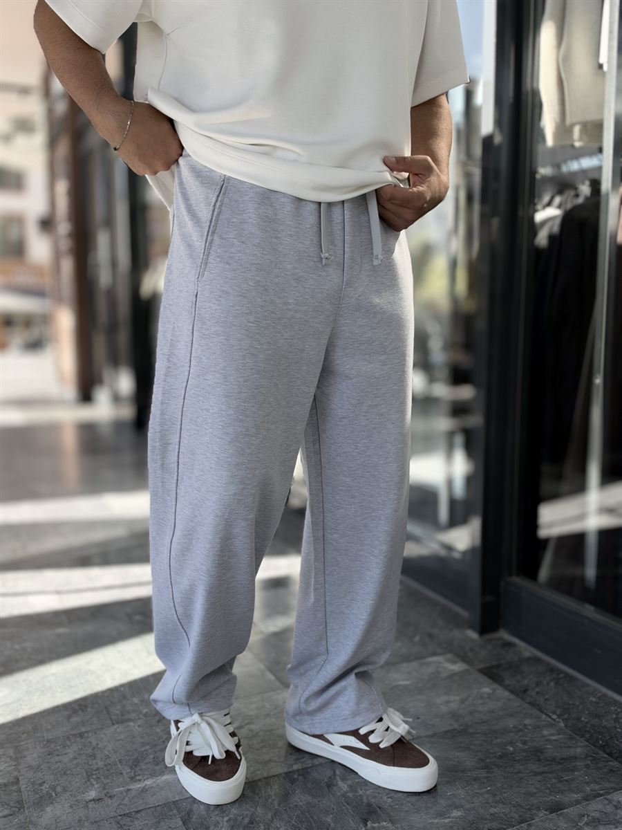 Light Grey Baggy Joggers with Angled Stitching WE-5139
