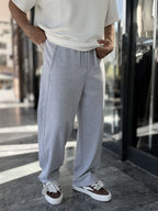 Light Grey Baggy Joggers with Angled Stitching WE-5139