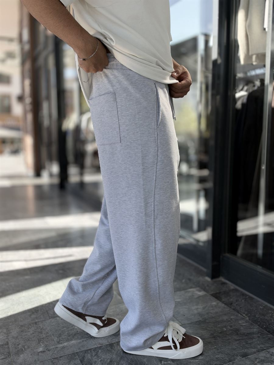 Light Grey Baggy Joggers with Angled Stitching WE-5139