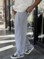 Light Grey Baggy Joggers with Angled Stitching WE-5139