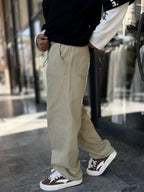 Green Textured Gabardine Baggy Trousers WE-2870