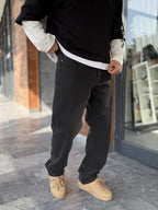 Black Washed Basic Baggy Jeans WE-3310