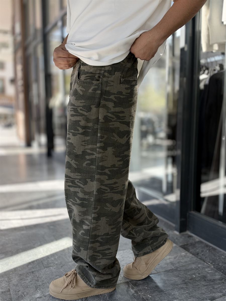 Khaki Camouflage Baggy Jeans WE-5149