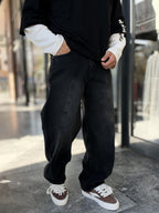 Black Double-Stitched Baggy Jeans WE-3496/3497/3498