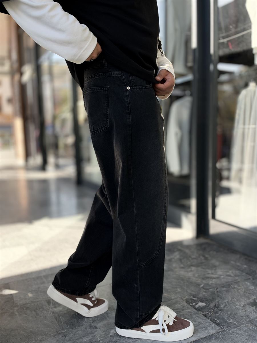 Black Double-Stitched Baggy Jeans WE-3496/3497/3498