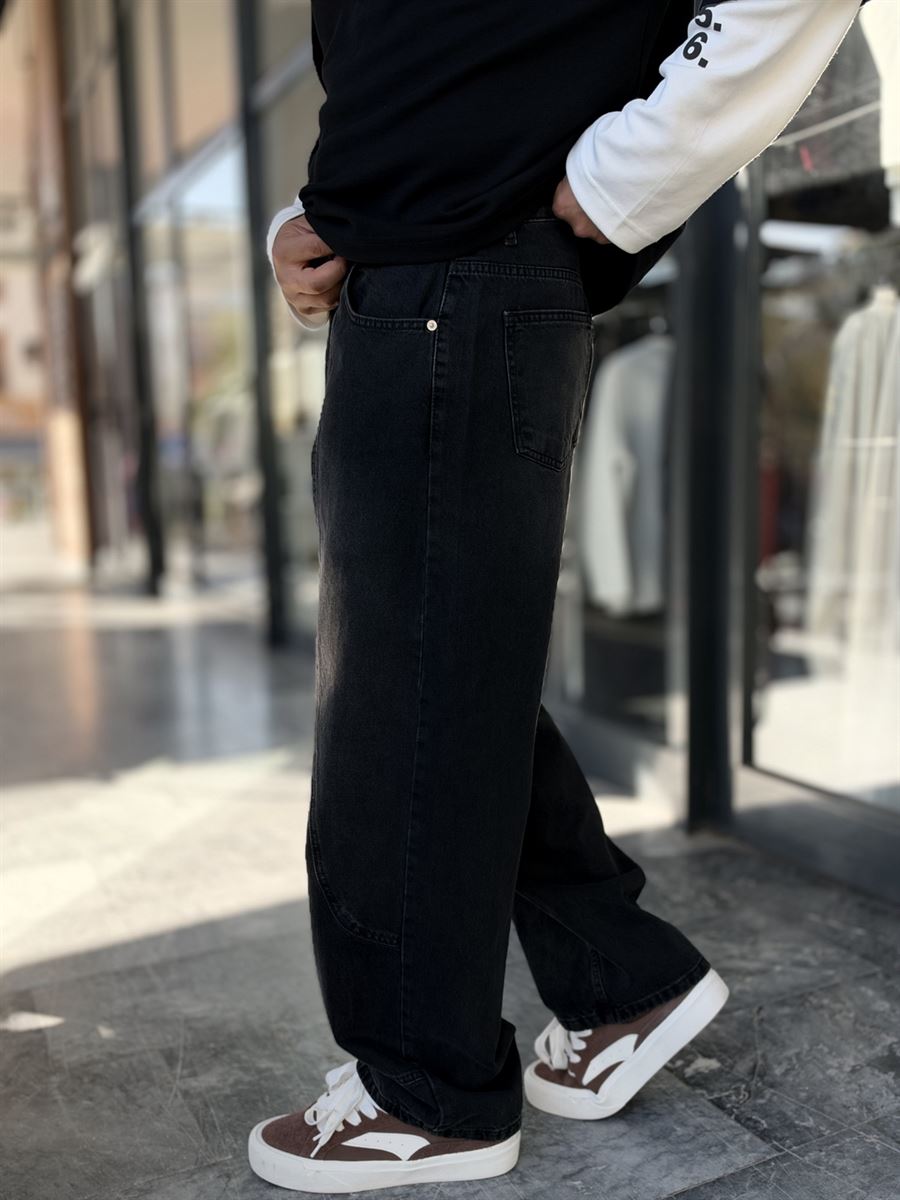 Black Double-Stitched Baggy Jeans WE-3496/3497/3498