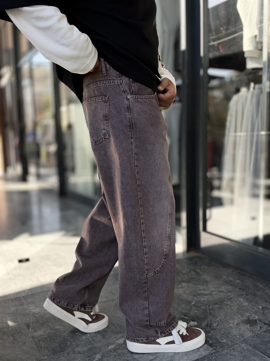 Brown Double-Stitched Baggy Jeans WE-3496/3497/3498