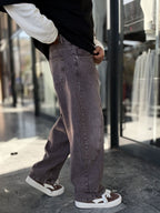 Brown Double-Stitched Baggy Jeans WE-3496/3497/3498