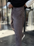 Brown Double-Stitched Baggy Jeans WE-3496/3497/3498