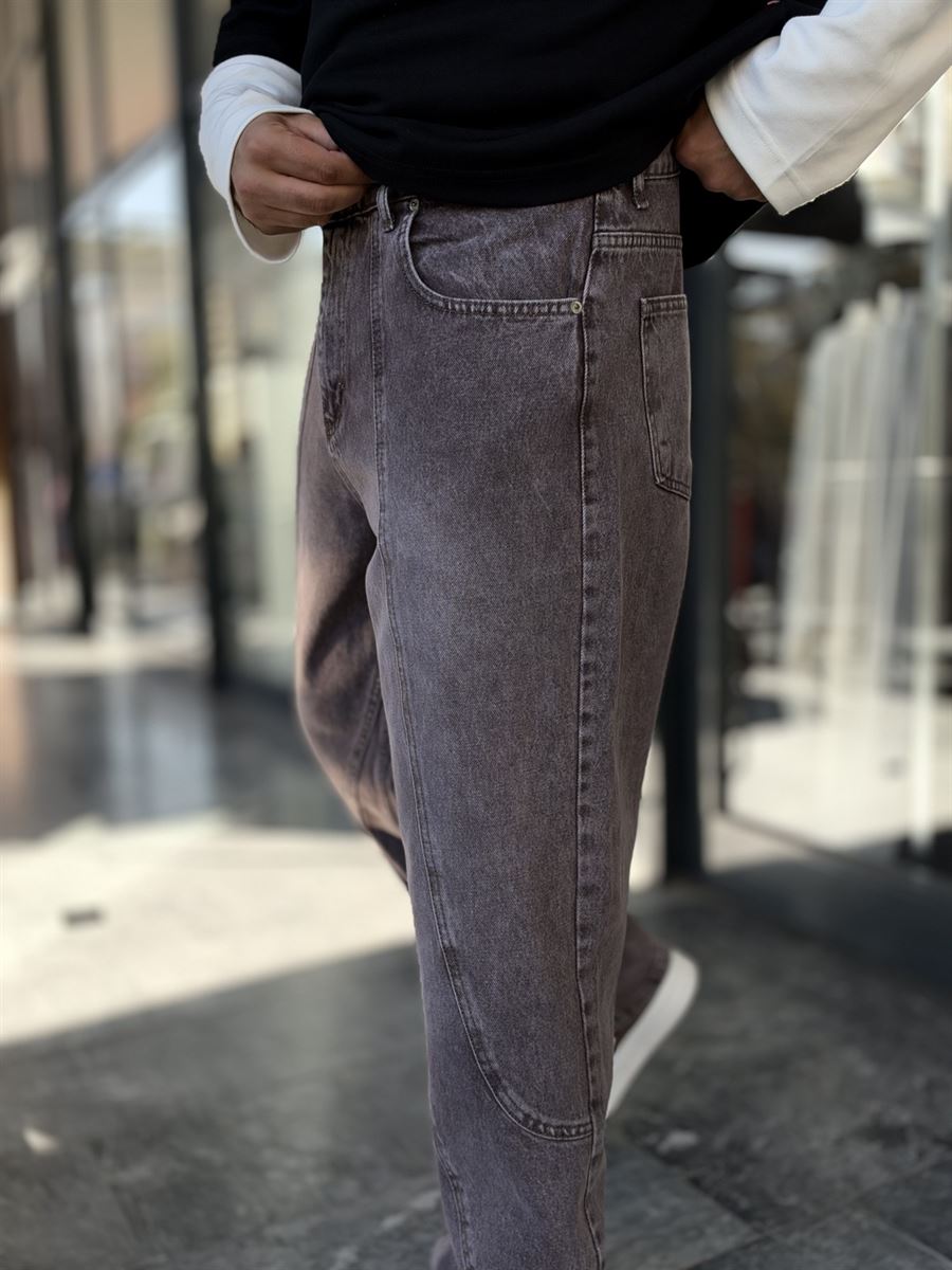 Brown Double-Stitched Baggy Jeans WE-3496/3497/3498