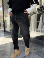Black Boyfriend Jeans with Stitch Effect WE-3222/2904
