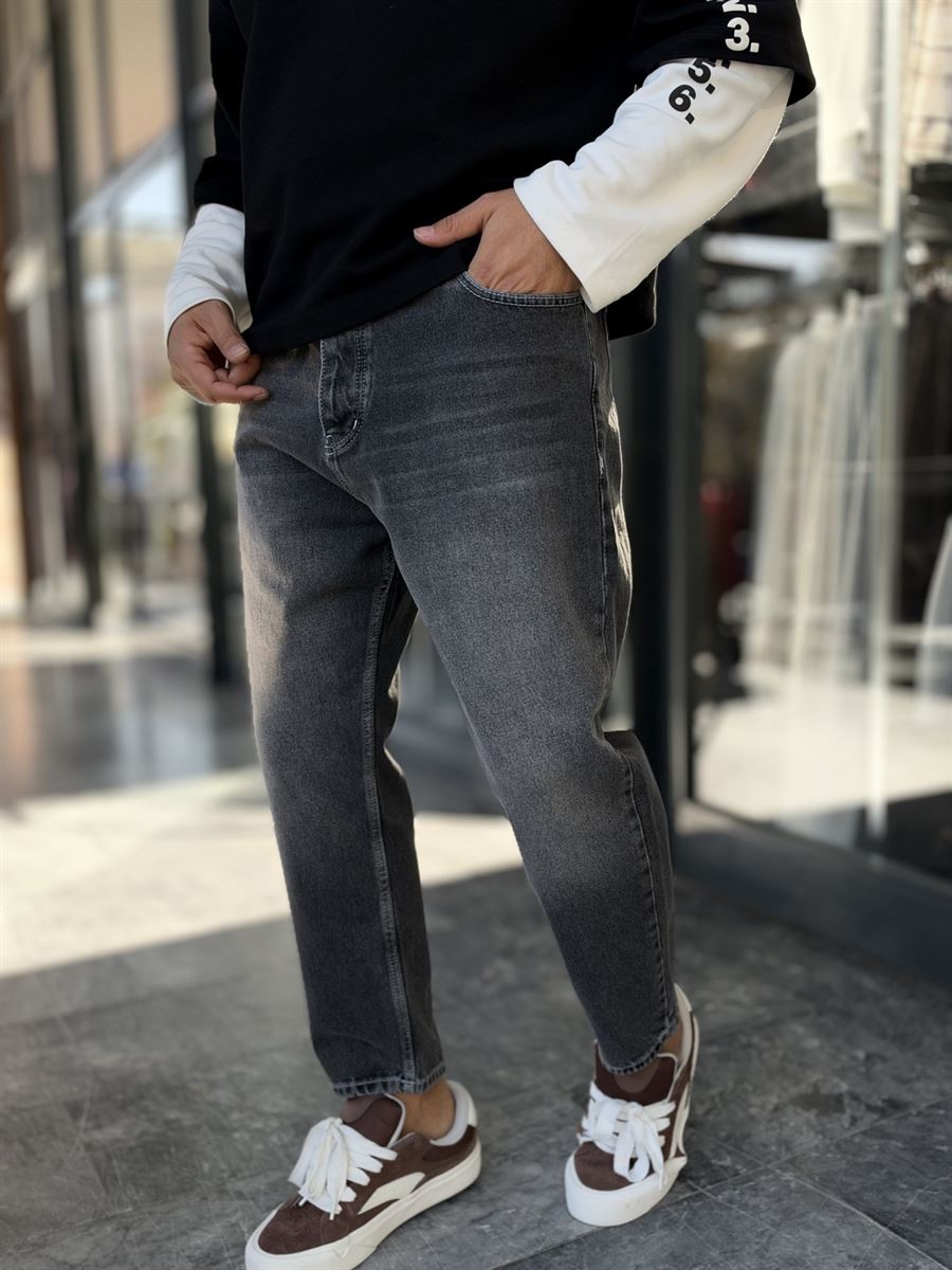 Anthracite Boyfriend Jeans with Stitch Effect WE-3222/2904