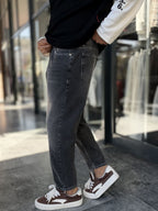 Anthracite Boyfriend Jeans with Stitch Effect WE-3222/2904